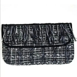 Muche et Muchette Black & White Boucle Tweed Clutch NWT